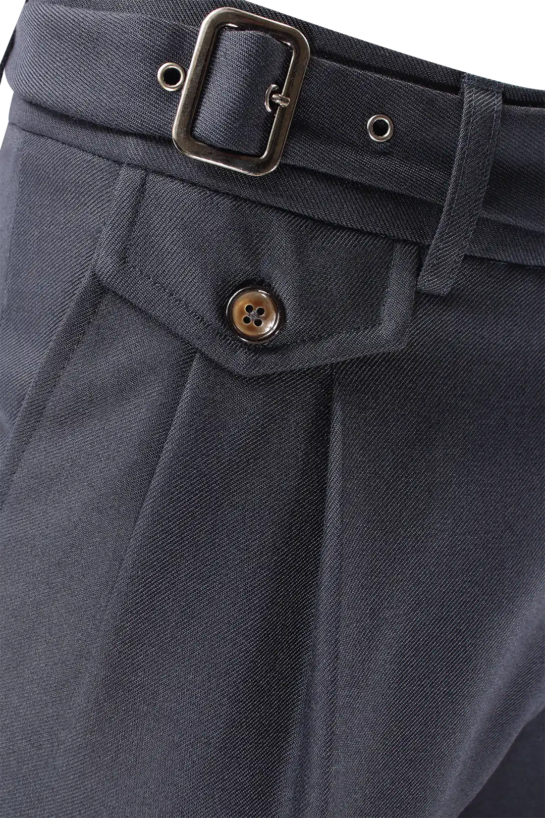 Pantalone con due pinces e cinta in lana blu navy taschino