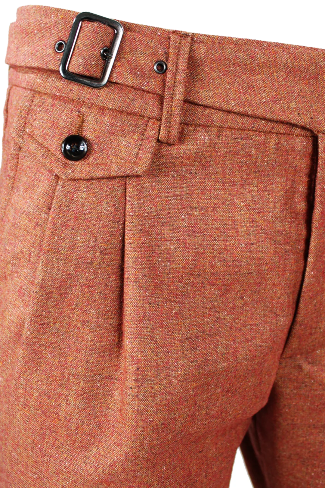 Pantalone con due pinces in lana aragosta cinta