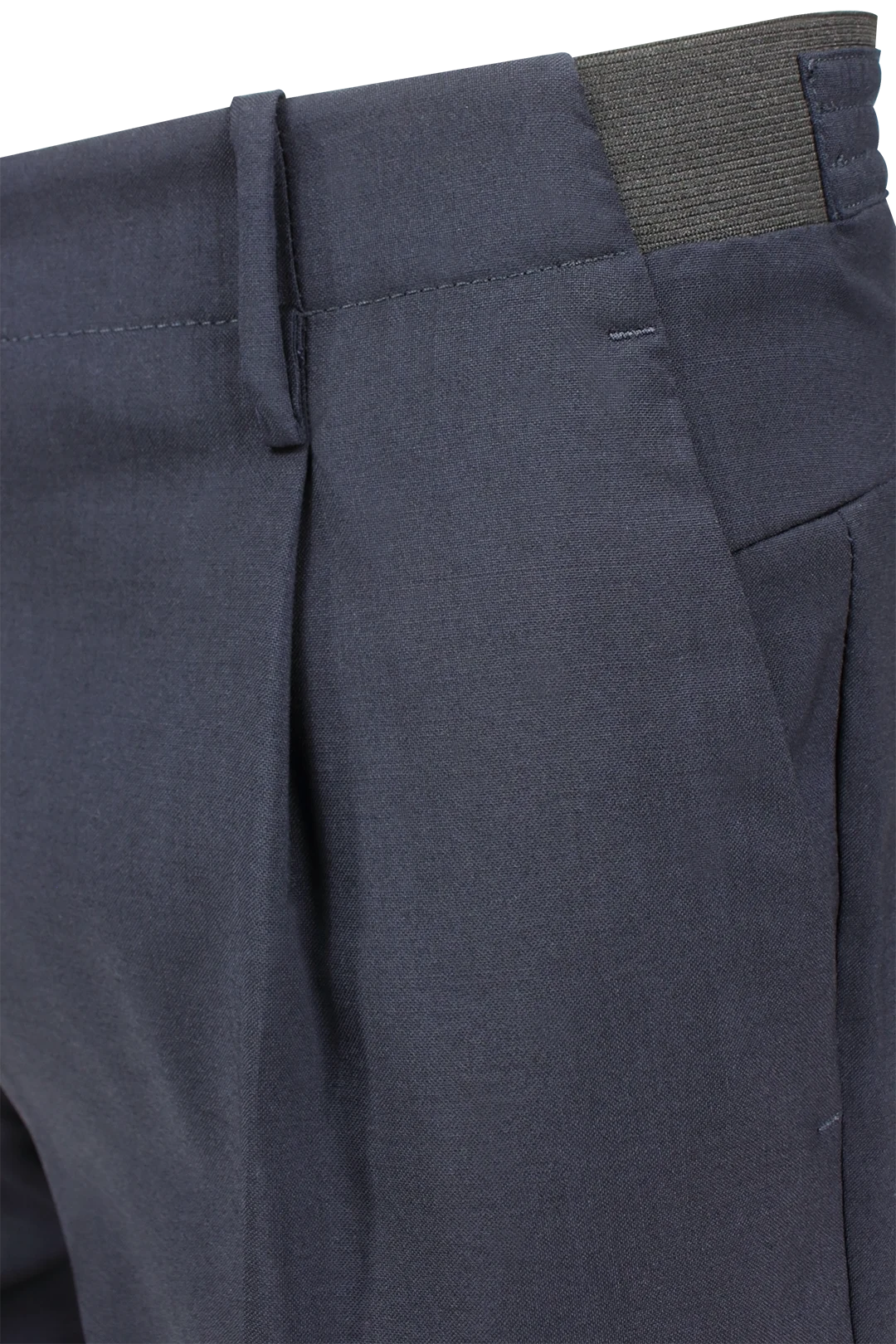 Pantalone con elastico in vita in lana vergine blu cinta
