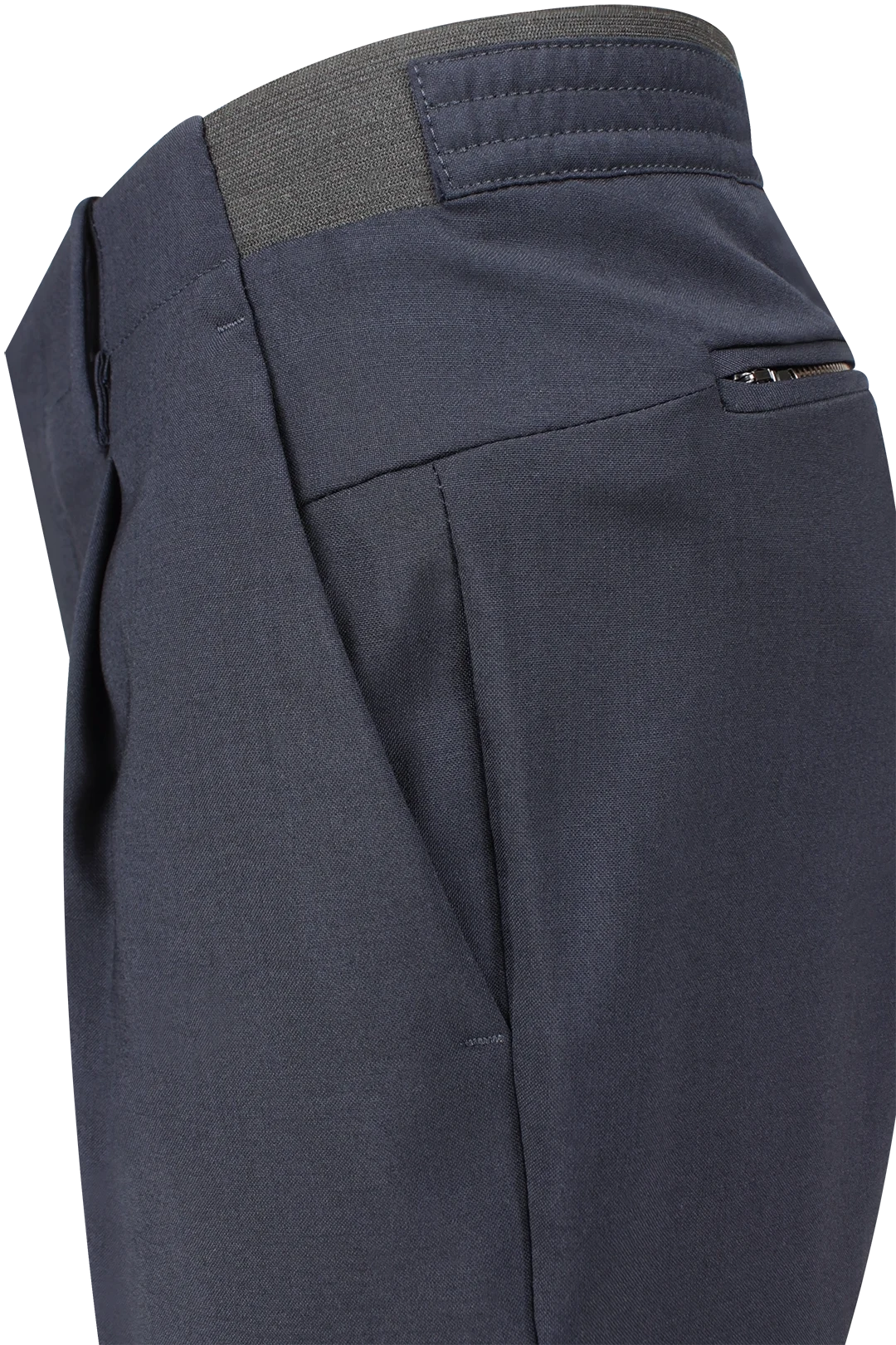 Pantalone con elastico in vita in lana vergine blu lato