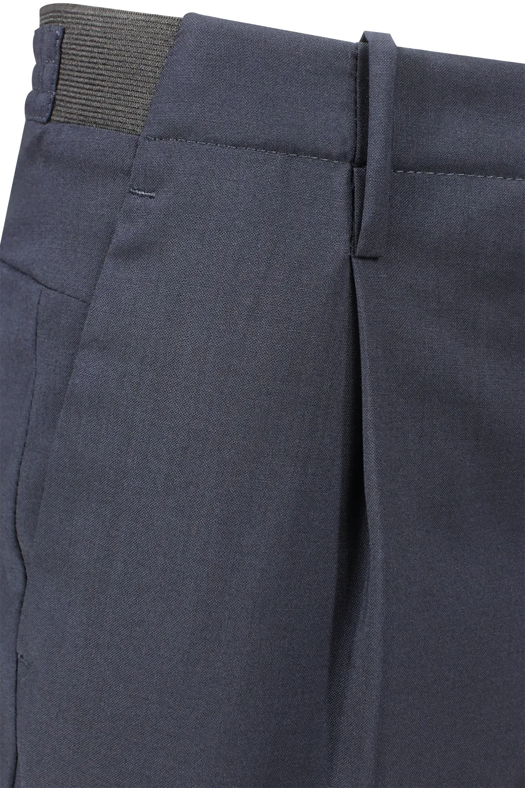 Pantalone con elastico in vita in lana vergine blu pince