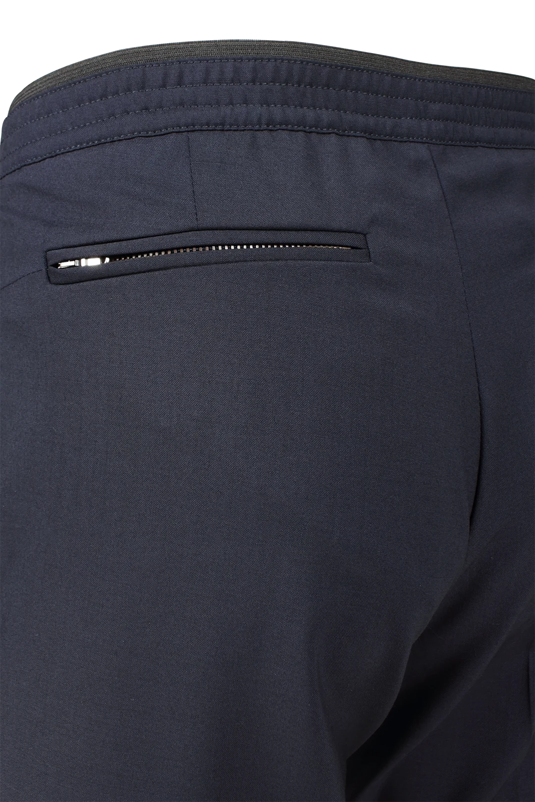 Pantalone con elastico in vita in lana vergine blu tasca