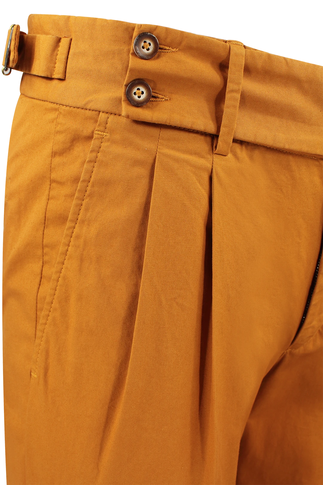 Pantalone con fibbie laterali in cotone rame pince