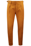 Pantalone con fibbie laterali in cotone rame