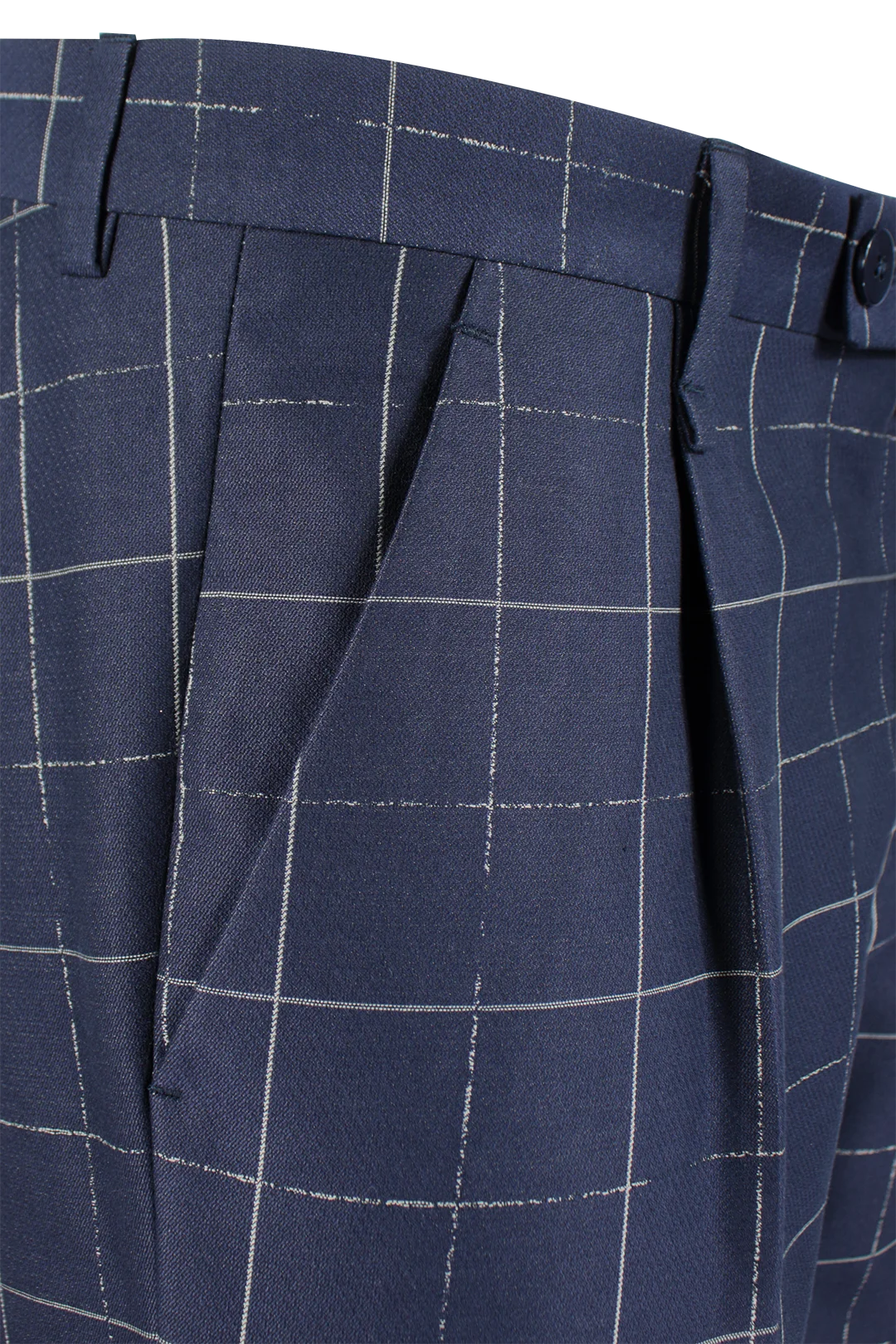 Pantalone in cotone blu fantasia jacquard tasca