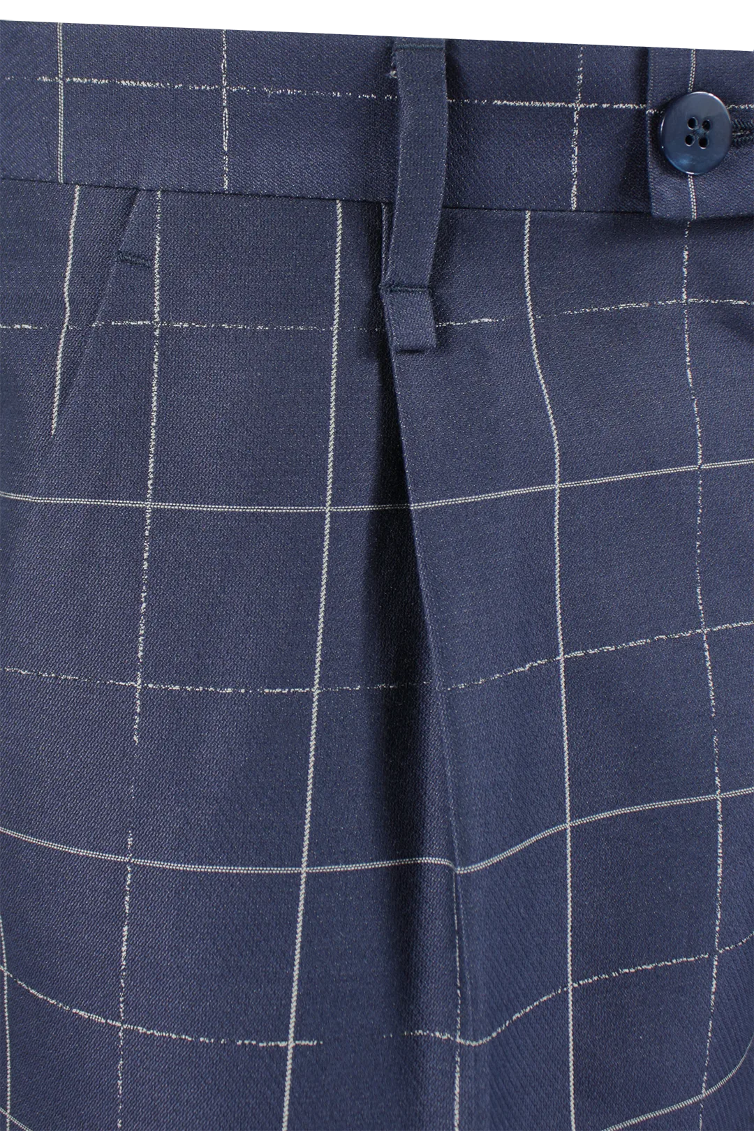 Pantalone in cotone blu fantasia jacquard pince