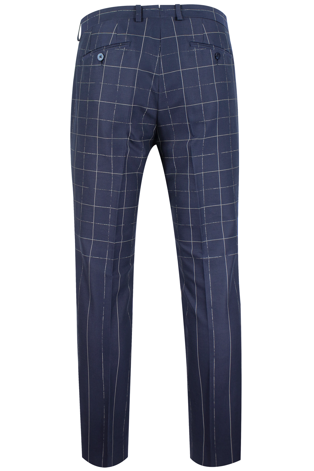 Pantalone in cotone blu fantasia jacquard retro