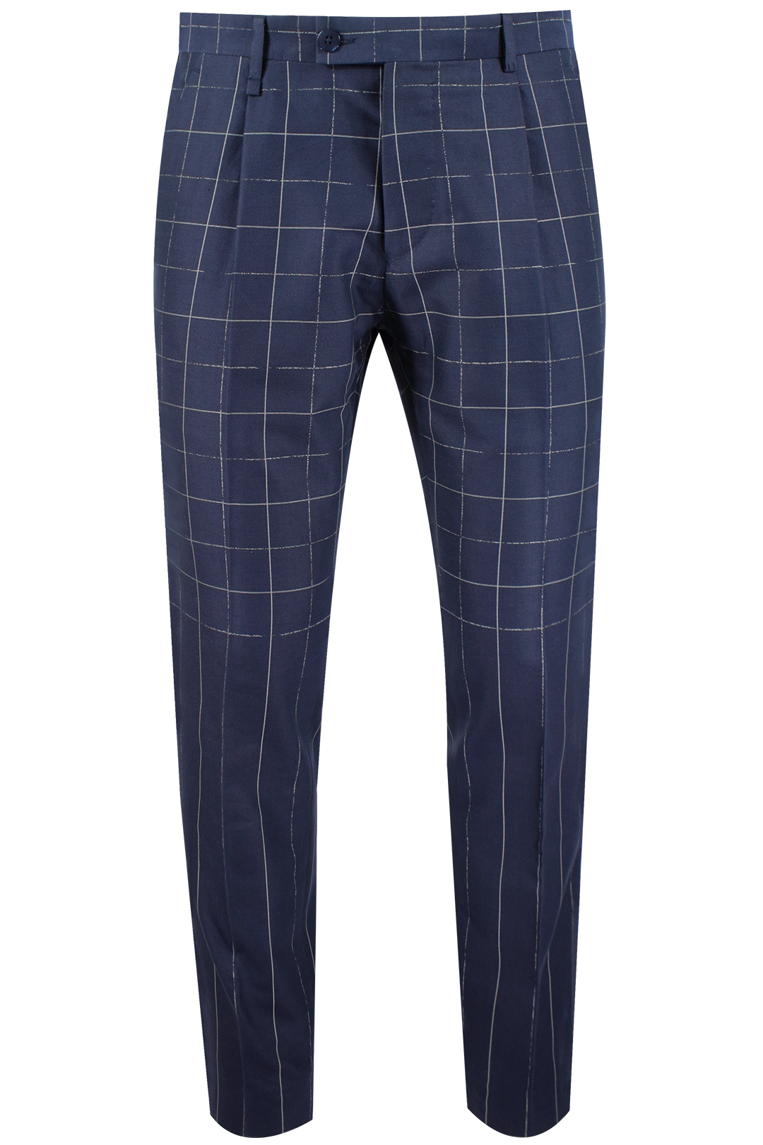 Pantalone in cotone blu fantasia jacquard