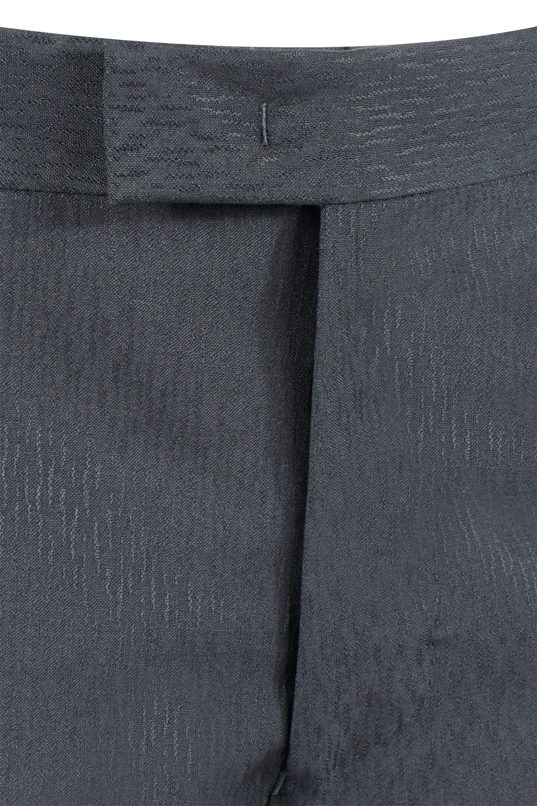 Pantalone in lana nera fantasia tono su tono patta