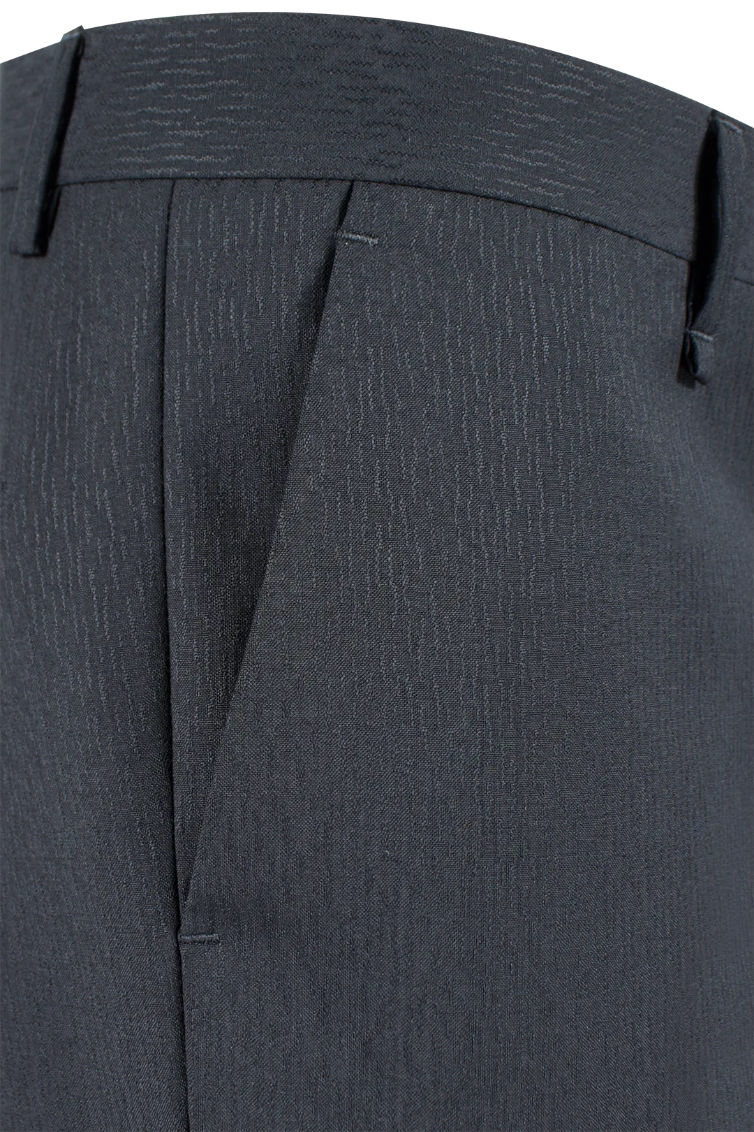 Pantalone in lana nera fantasia tono su tono tasca