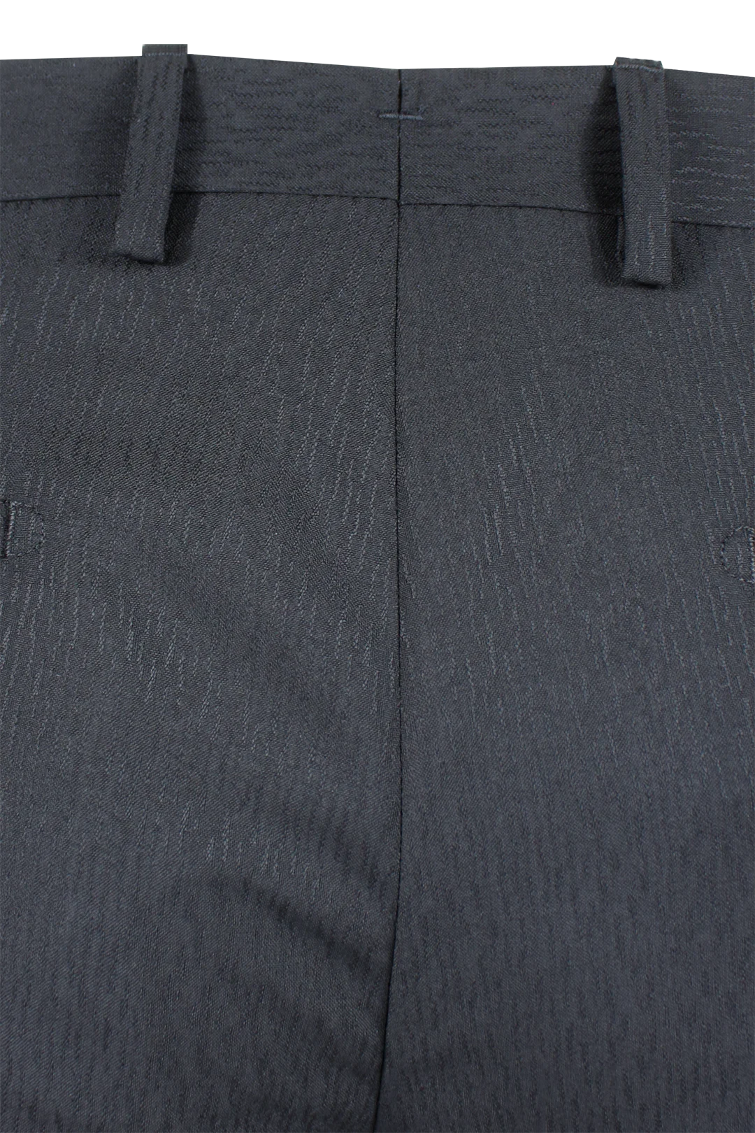 Pantalone in lana nera fantasia tono su tono tessuto