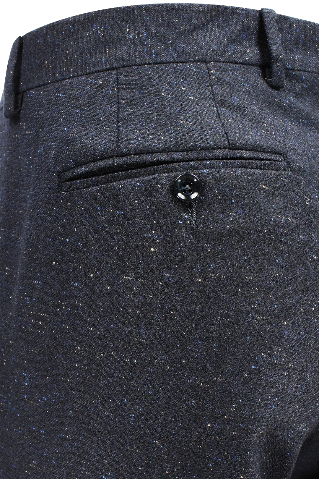 Pantalone in lana puntinata blu bottone