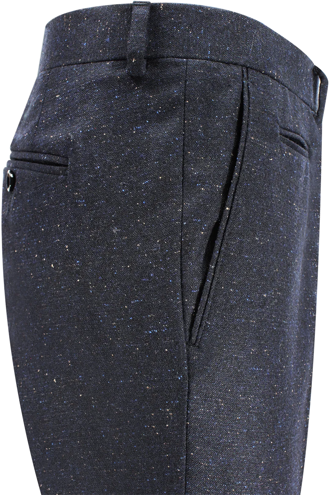 Pantalone in lana puntinata blu tasca