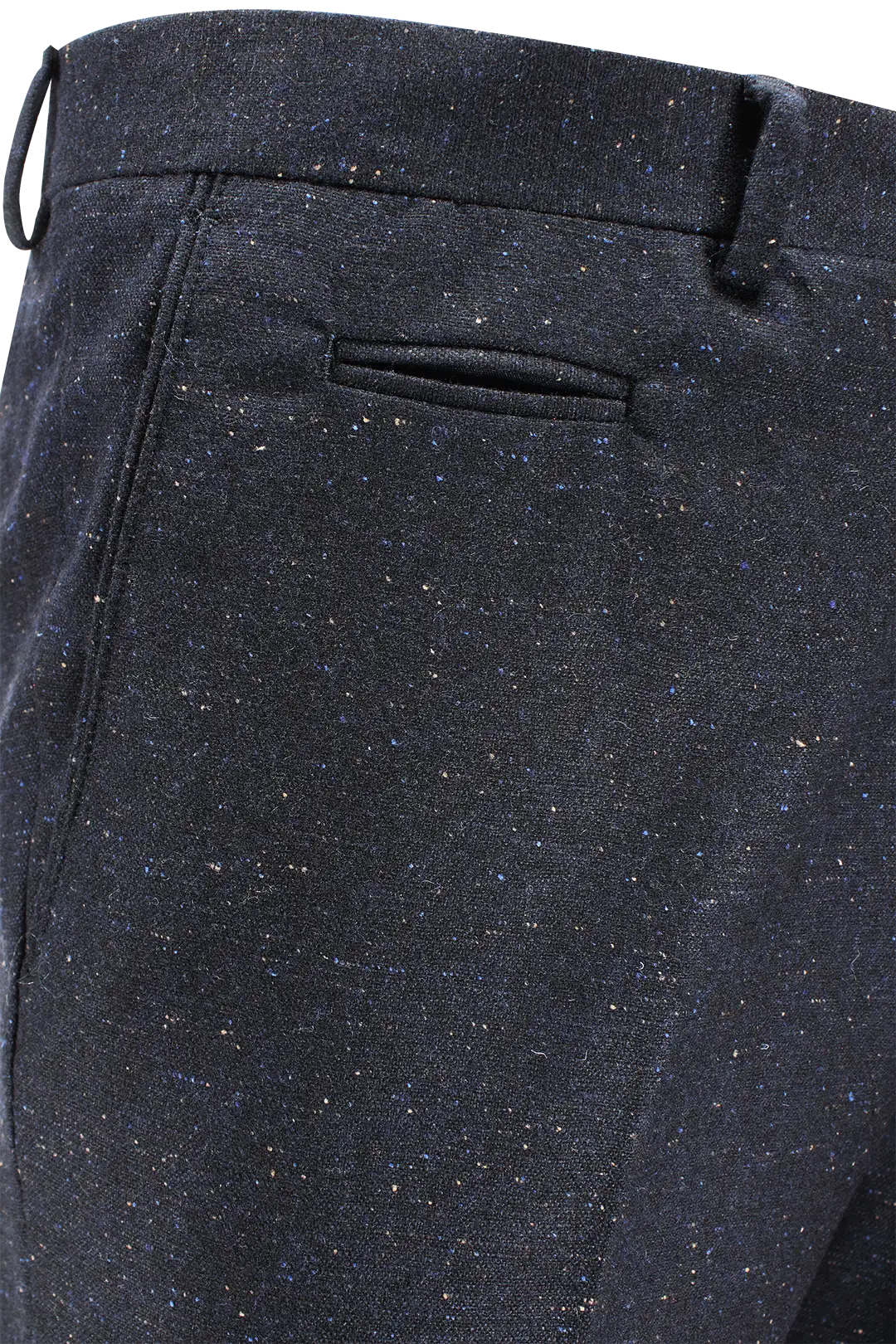 Pantalone in lana puntinata blu taschino