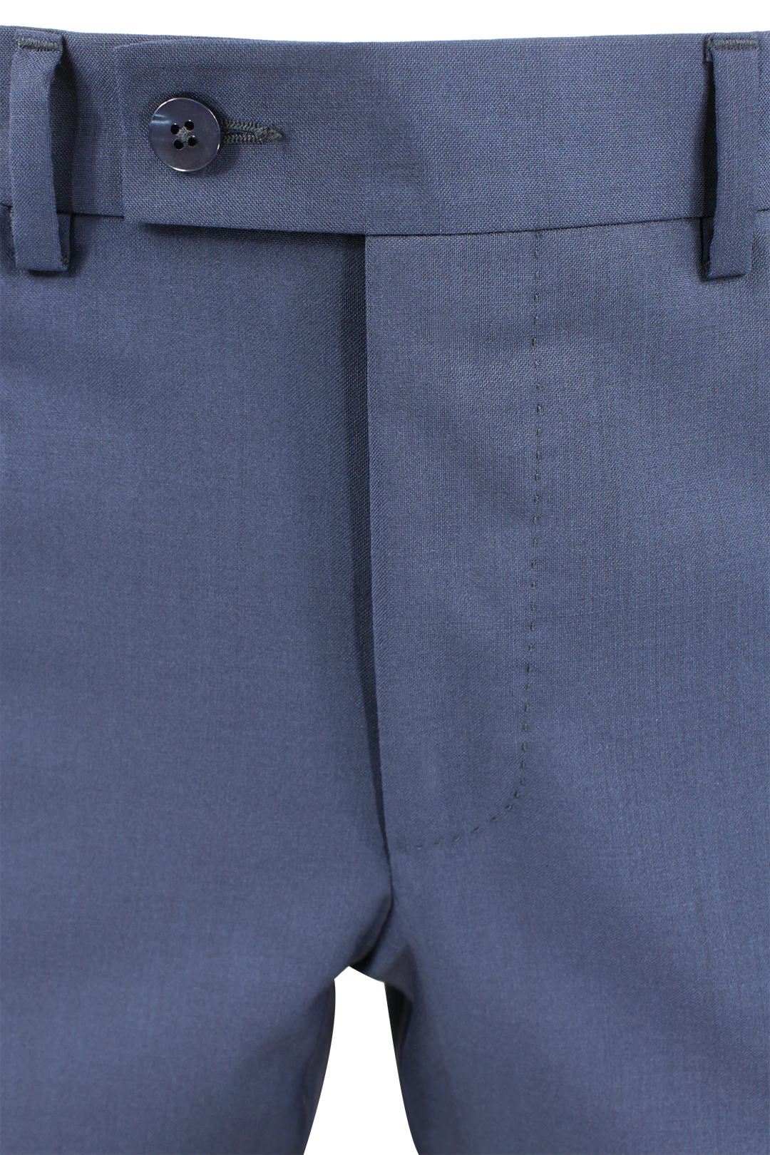 Pantalone in tela di lana vergine bluette bottone