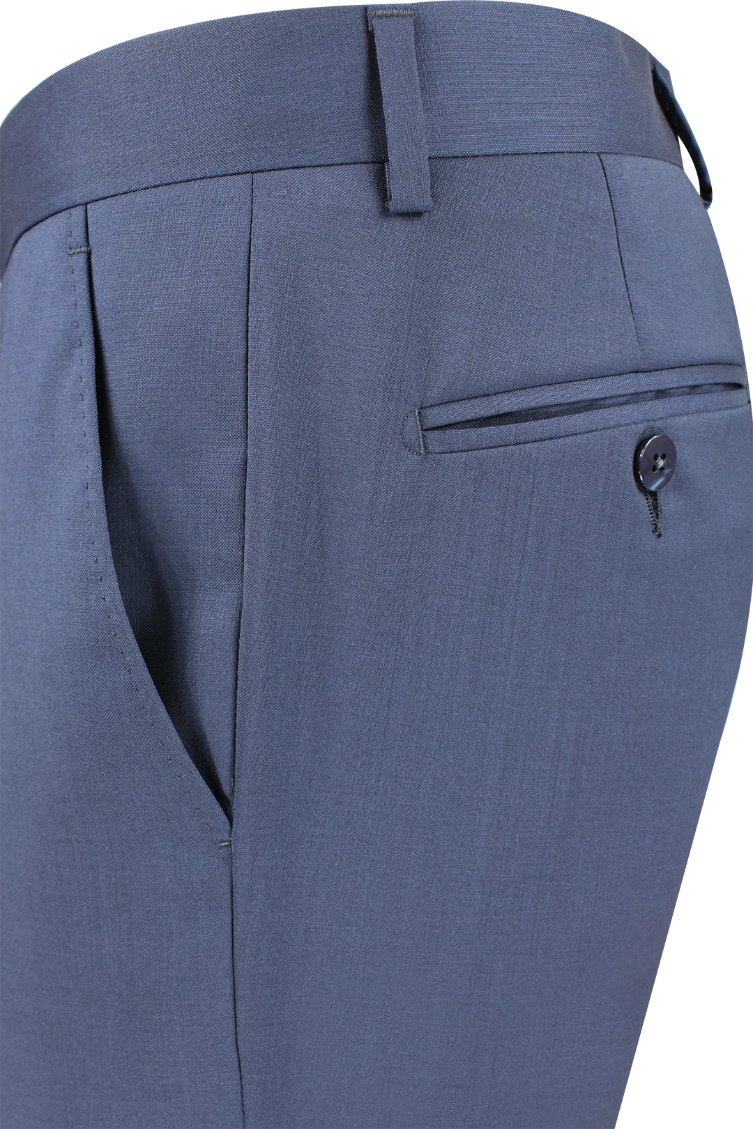 Pantalone in tela di lana vergine bluette lato