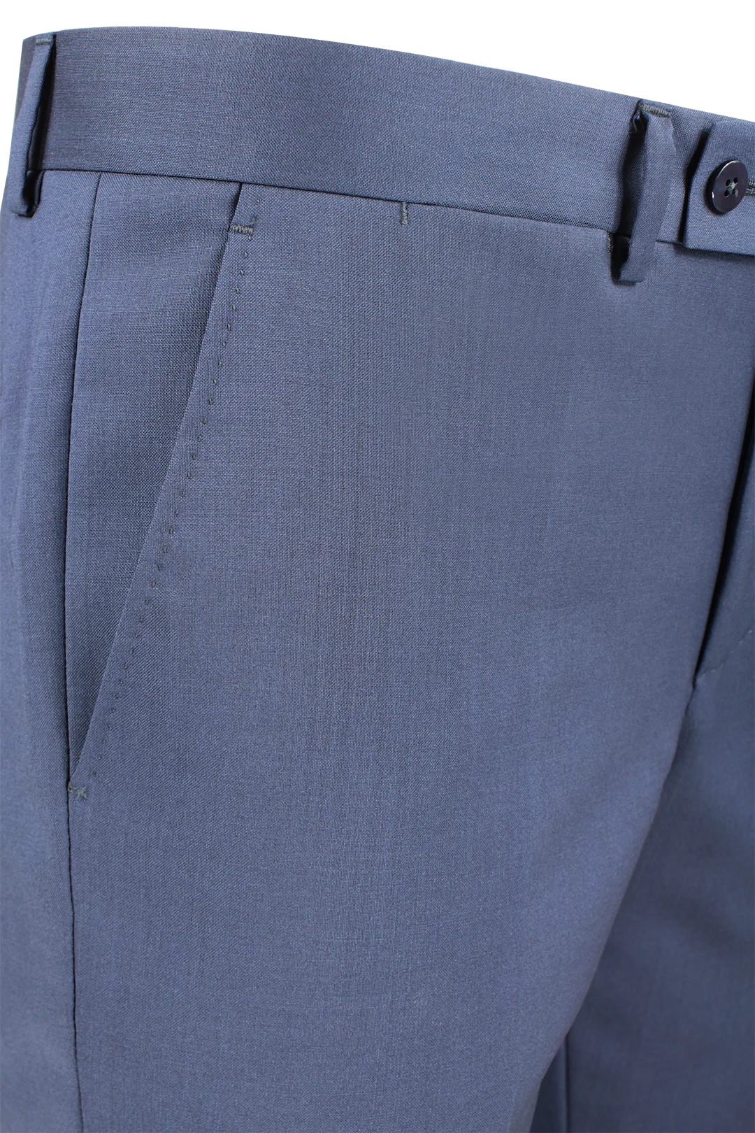 Pantalone in tela di lana vergine bluette tasca