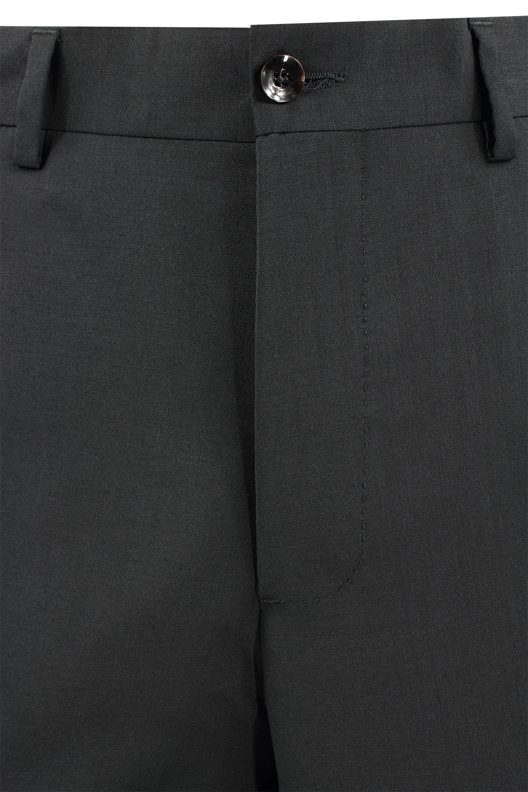 Pantalone in lana nera con banda laterale bianca bottone