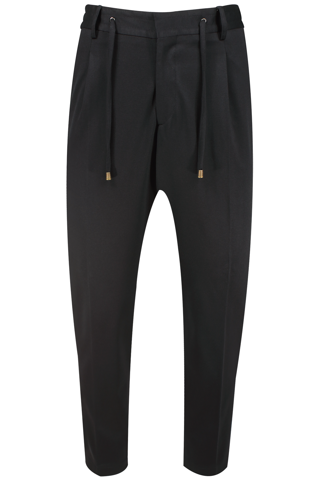 Pantalone con pince e coulisse in jersey nero