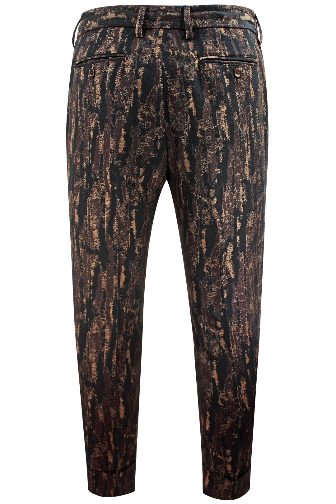 Pantalone con pince e coulisse in lana e cotone camouflage retro