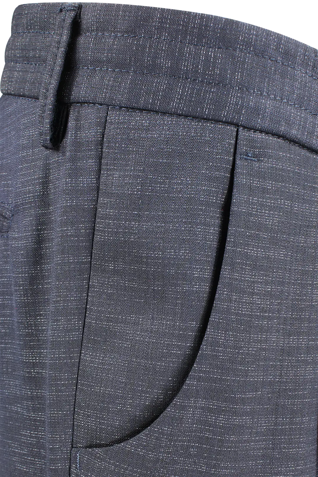 Pantalone con pince e coulisse in lana operata blu tasca