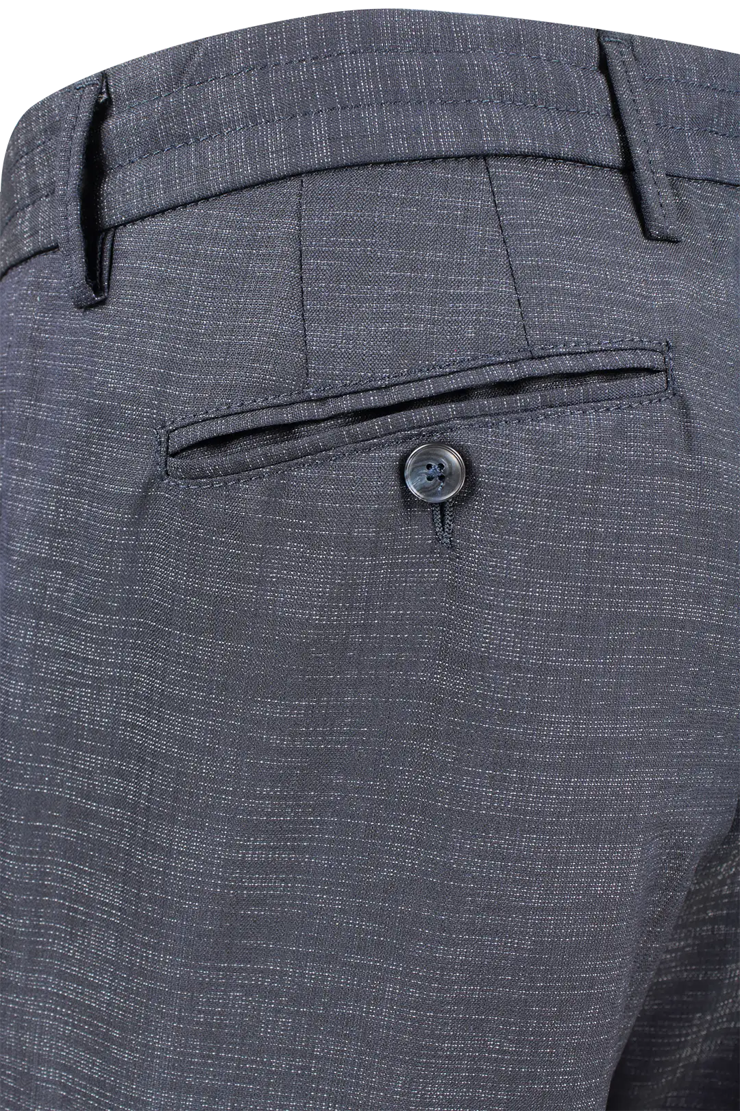 Pantalone con pince e coulisse in lana operata blu taschino