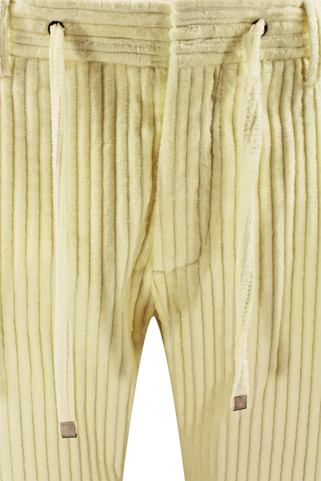 Pantalone con pince e coulisse in velluto panna coulisse