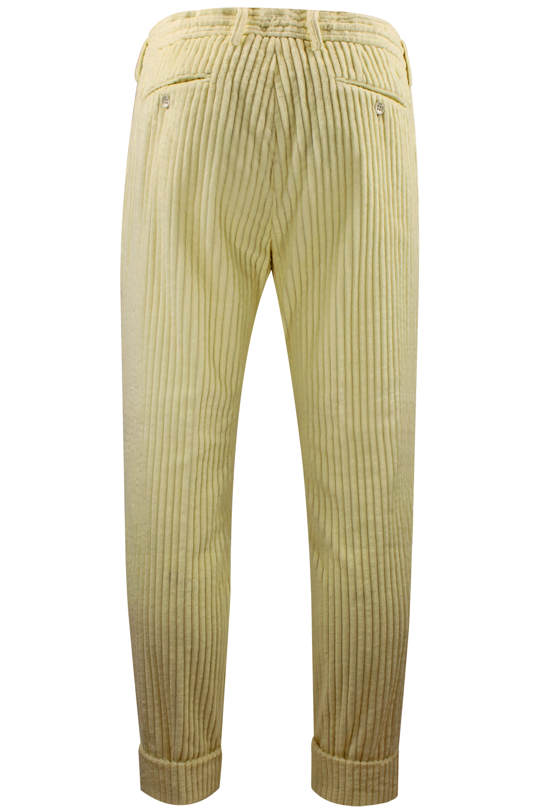 Pantalone con pince e coulisse in velluto panna retro