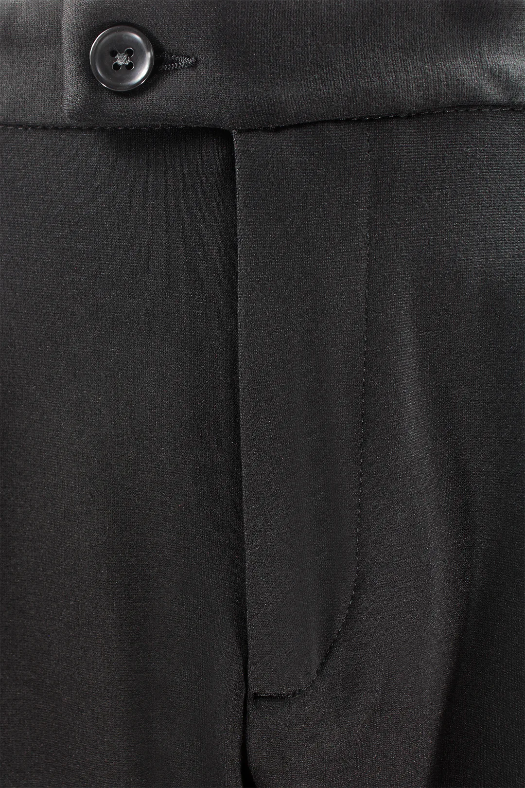 Pantalone con pince incrociata in jersey nero patta