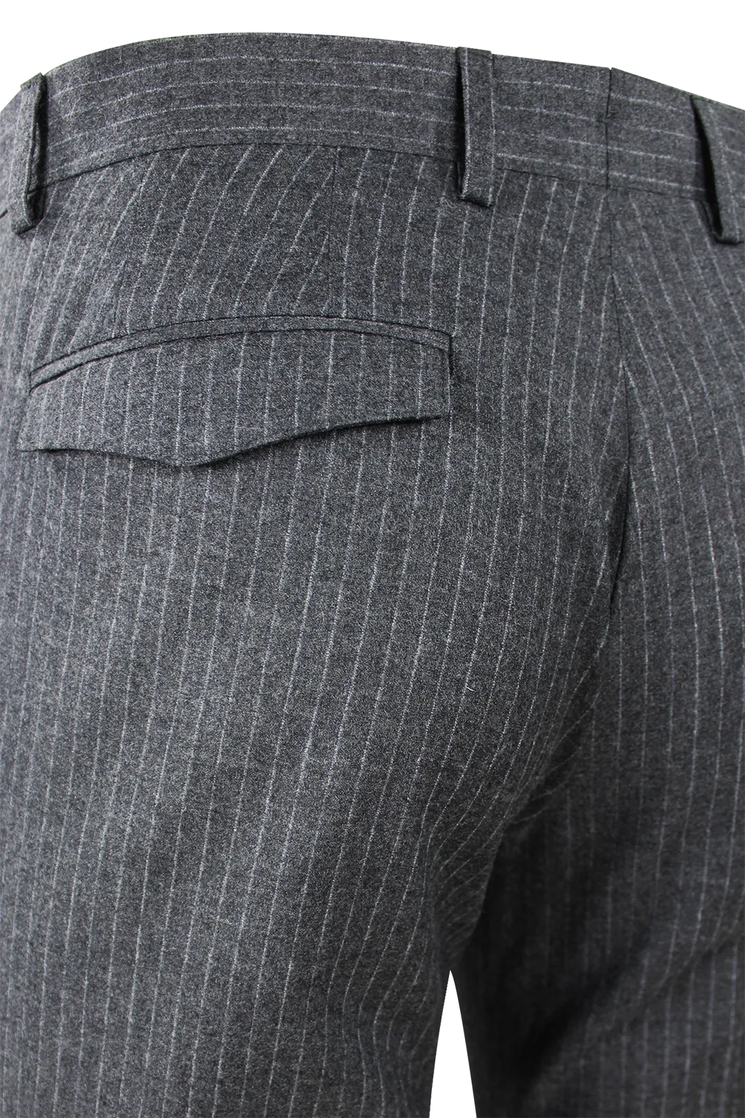 Pantalone con pince in lana grigia gessata taschino