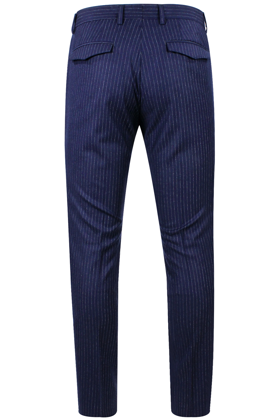 Pantalone con pince in lana blu gessata retro
