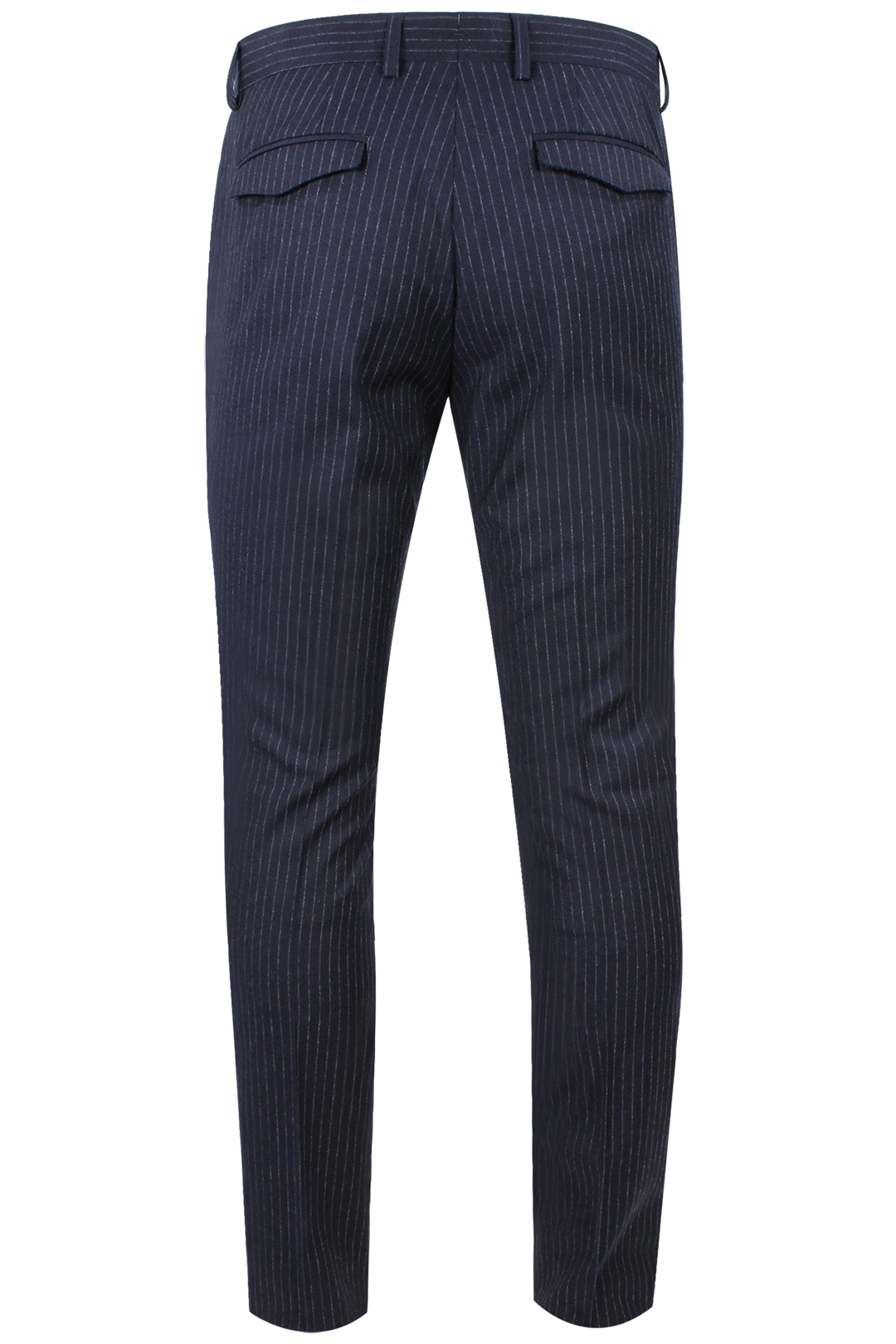 Pantalone con pince in lana blu notte gessata retro