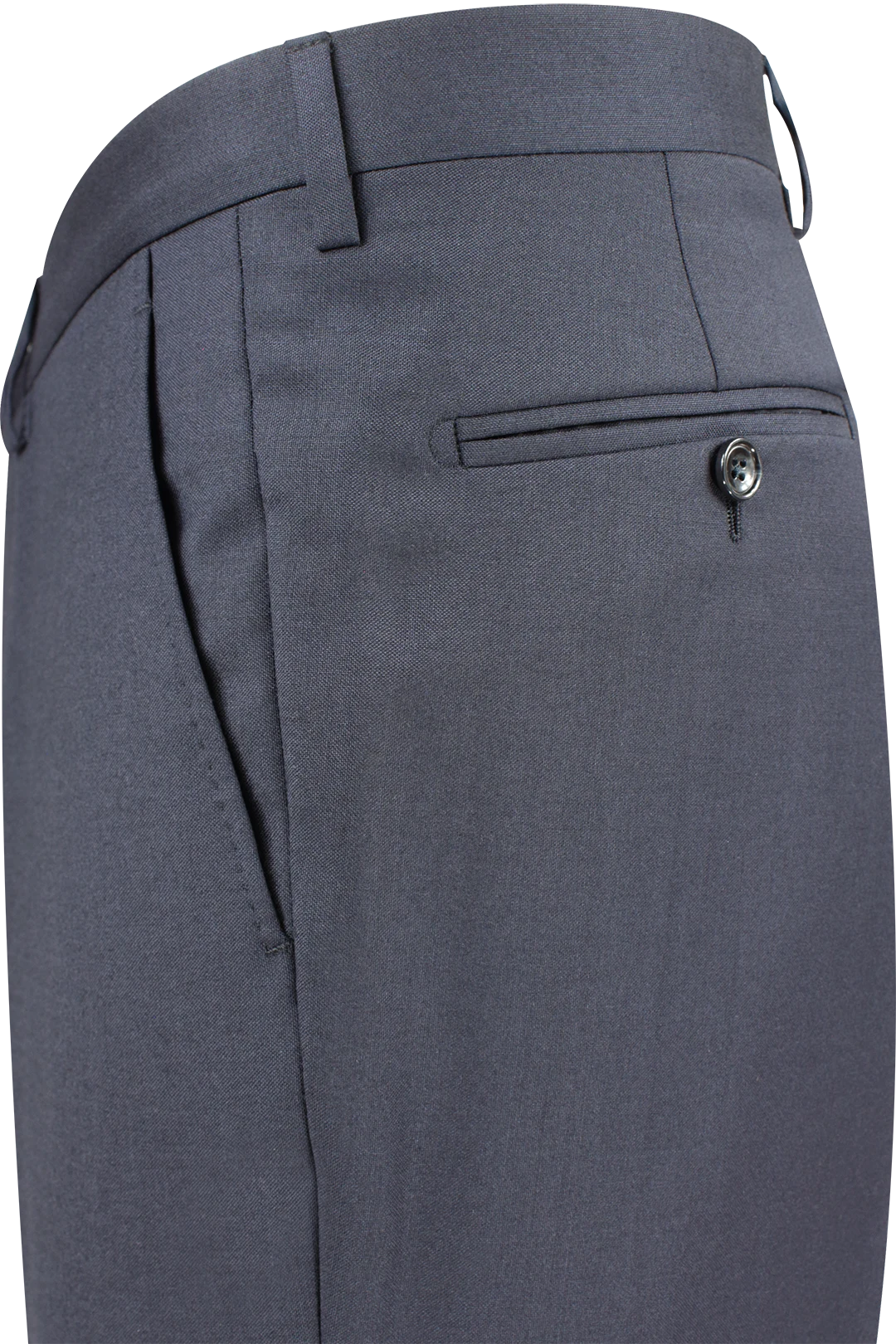 Pantalone in tela di lana vergine blu navy lato