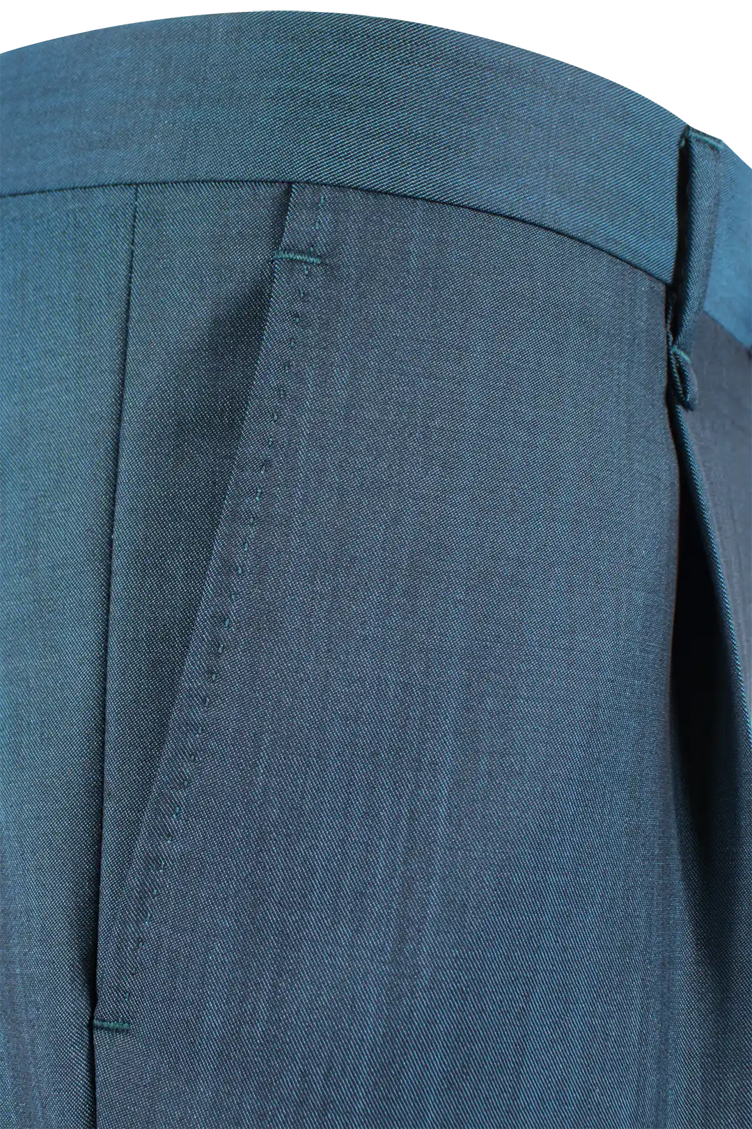 Pantalone una pince in lana mohair petrolio lato