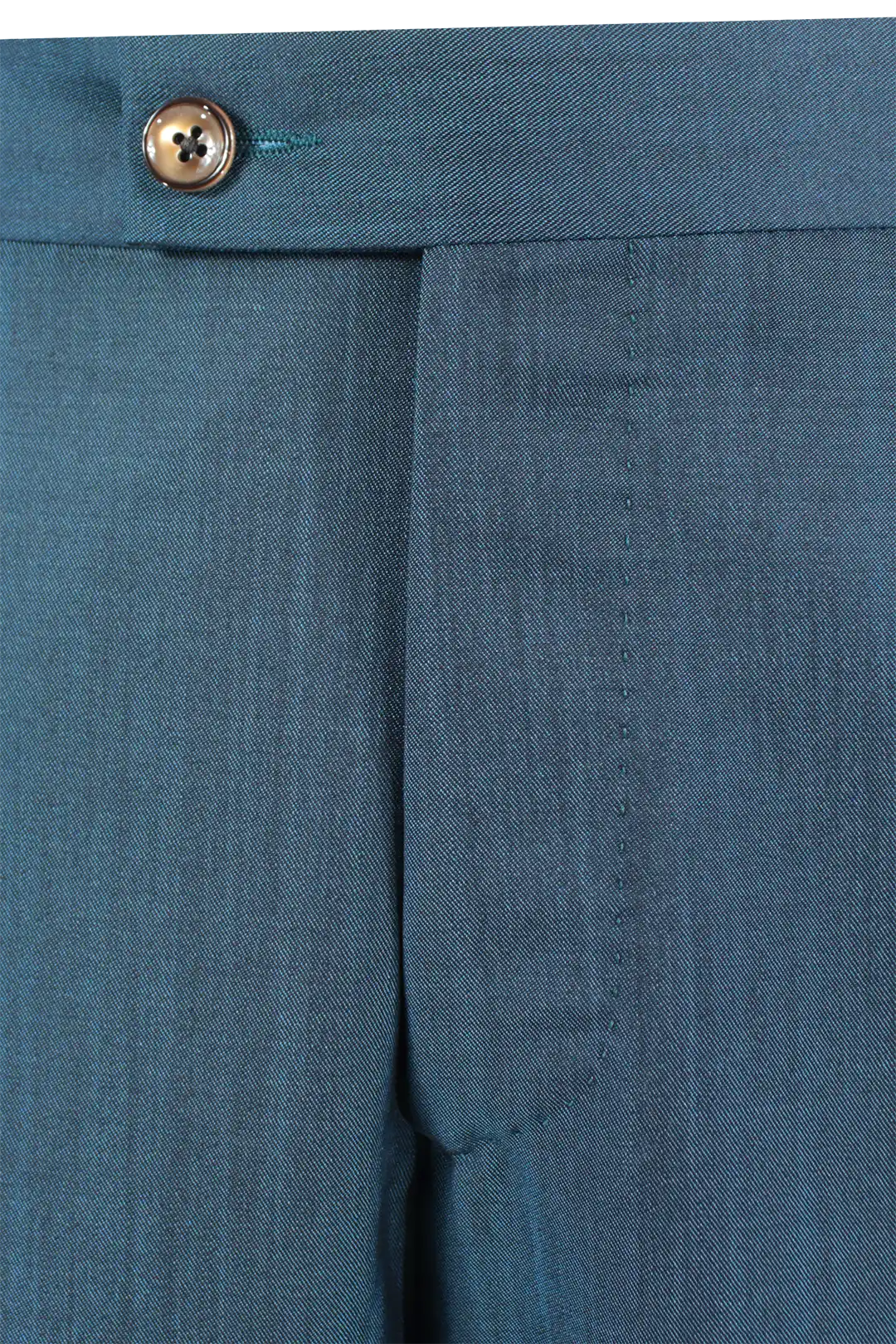 Pantalone una pince in lana mohair petrolio patta