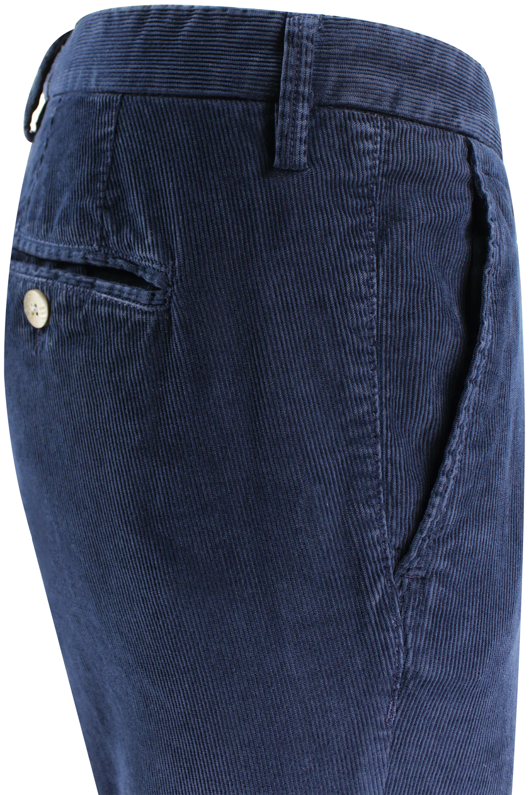 Pantalone in velluto millerighe blu lato