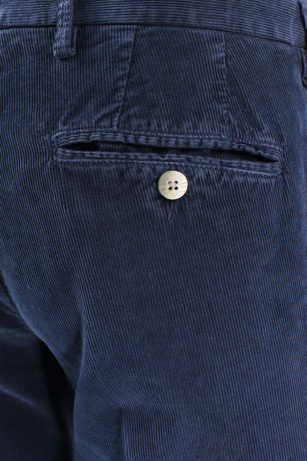 Pantalone in velluto millerighe blu tasca