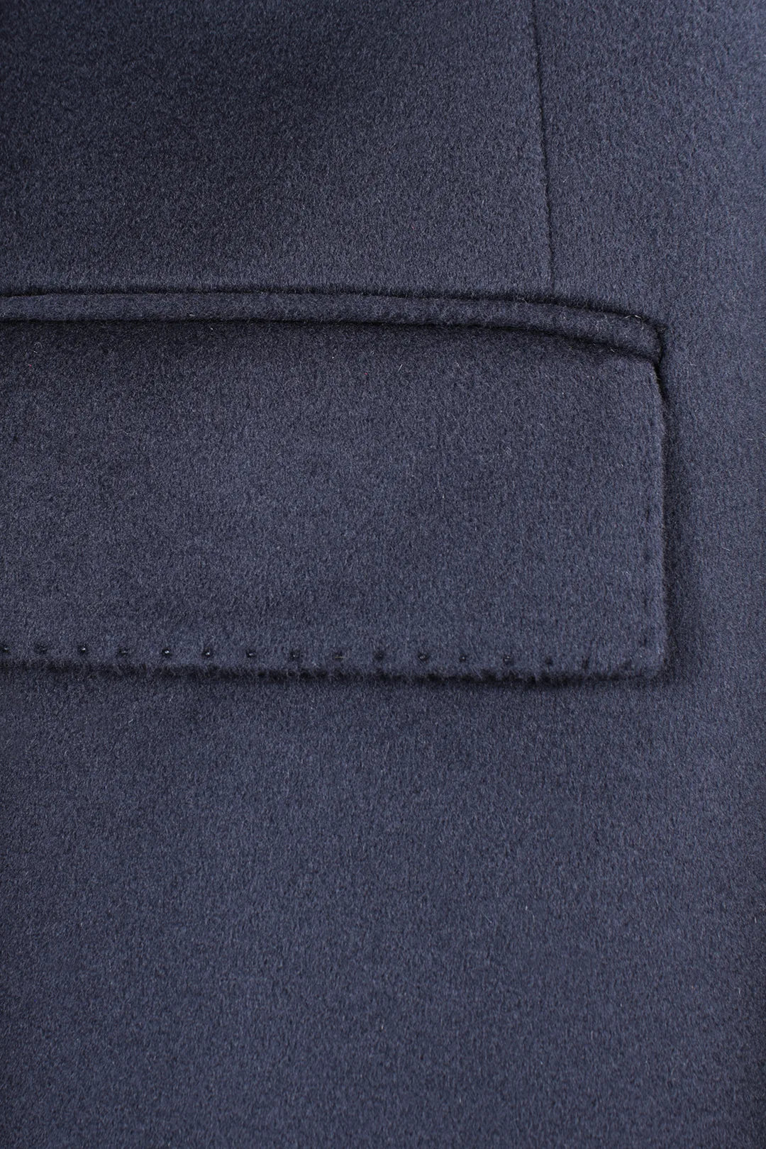 Cappotto doppiopetto in lana blu navy tasca