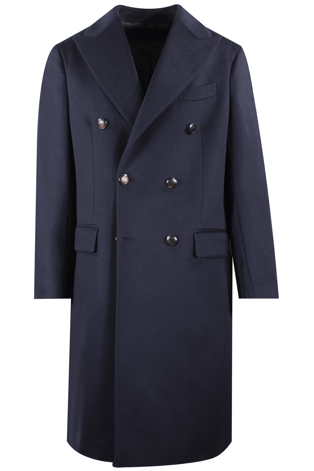 Cappotto doppiopetto in lana blu navy