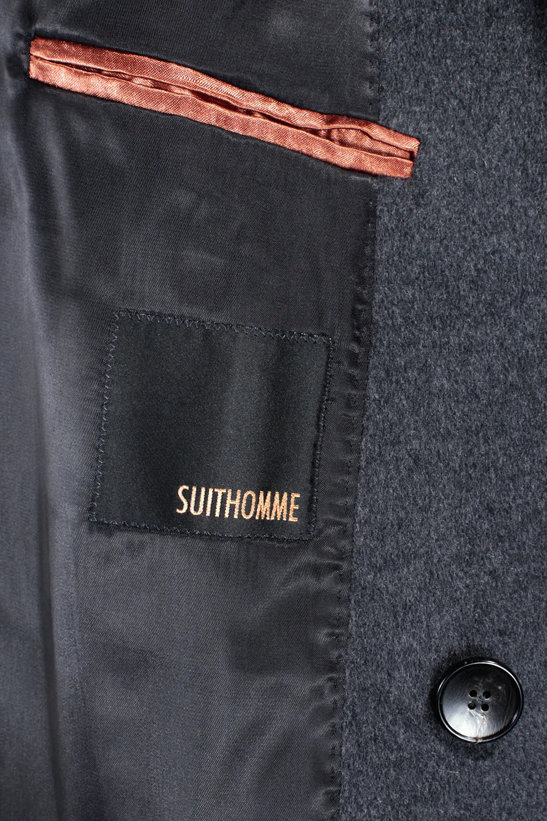 Cappotto doppiopetto in lana grigio antracite brand