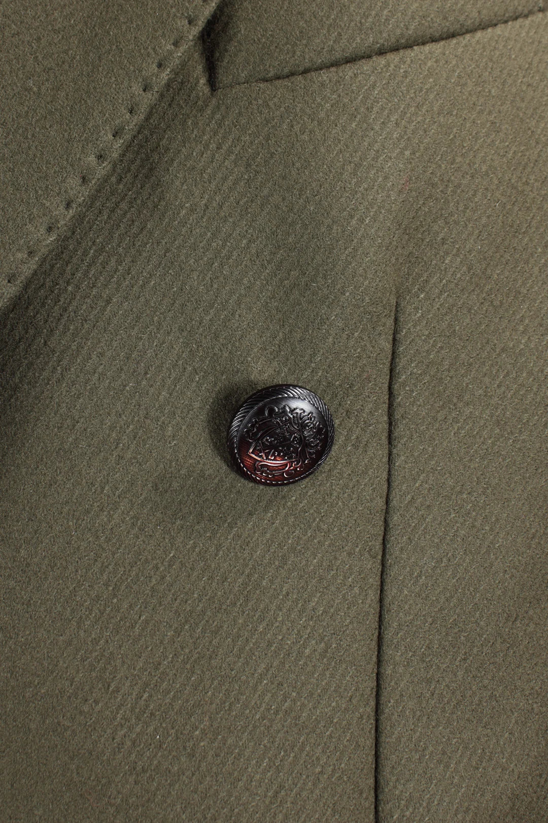 Cappotto doppiopetto in lana verde militare bottone