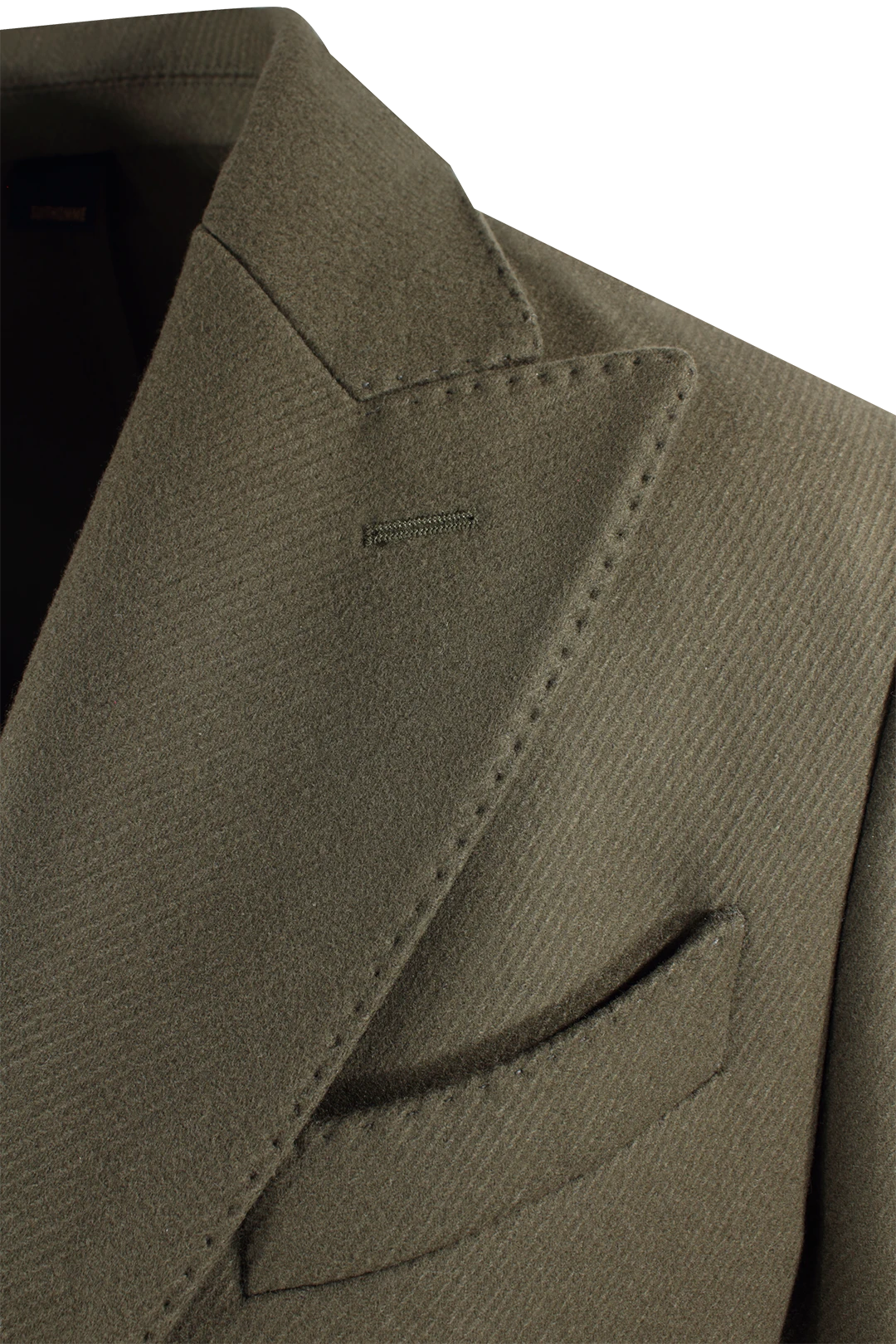Cappotto doppiopetto in lana verde militare rever