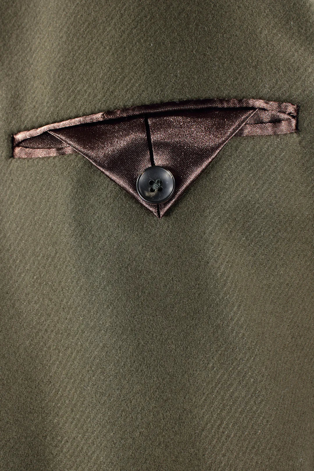 Cappotto doppiopetto in lana verde militare taschino