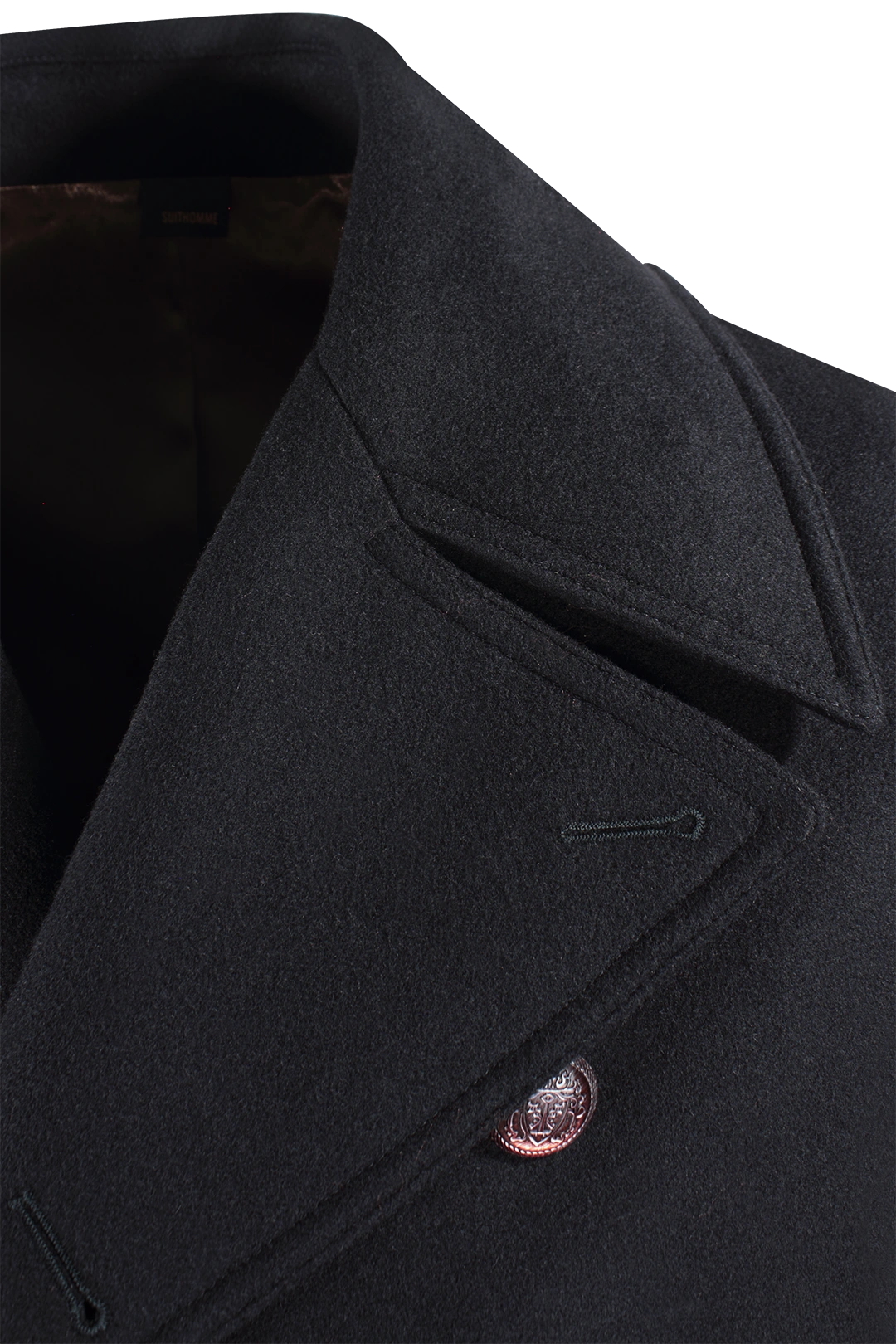 Cappotto peacoat in lana nera rever