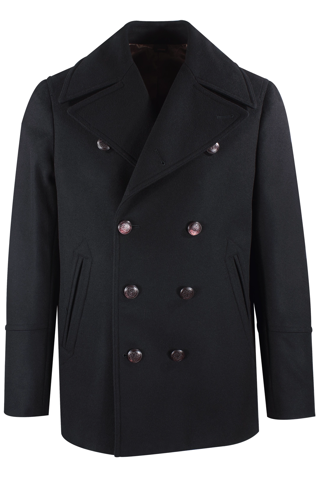 Cappotto peacoat in lana nera