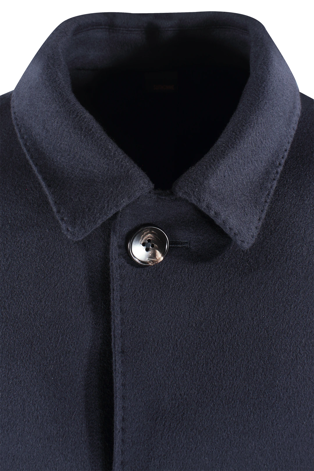 Cappotto spolverino in pura lana blu notte colletto