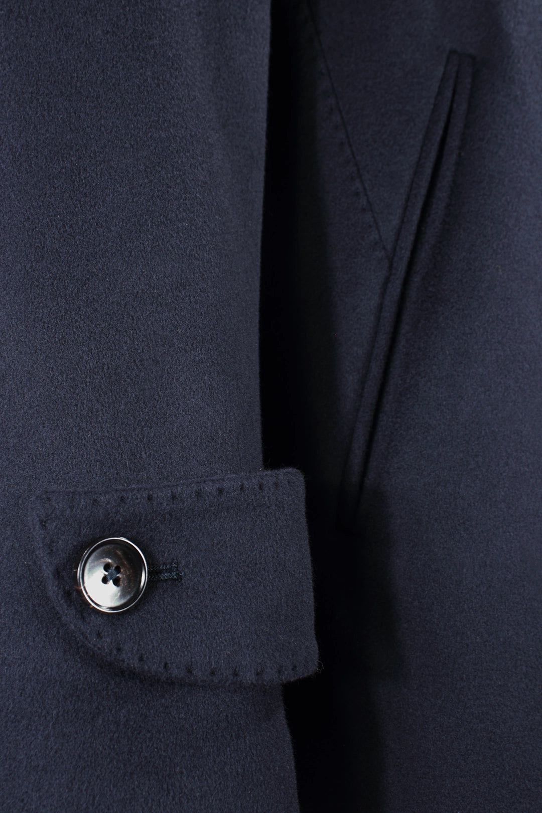 Cappotto spolverino in pura lana blu notte manica