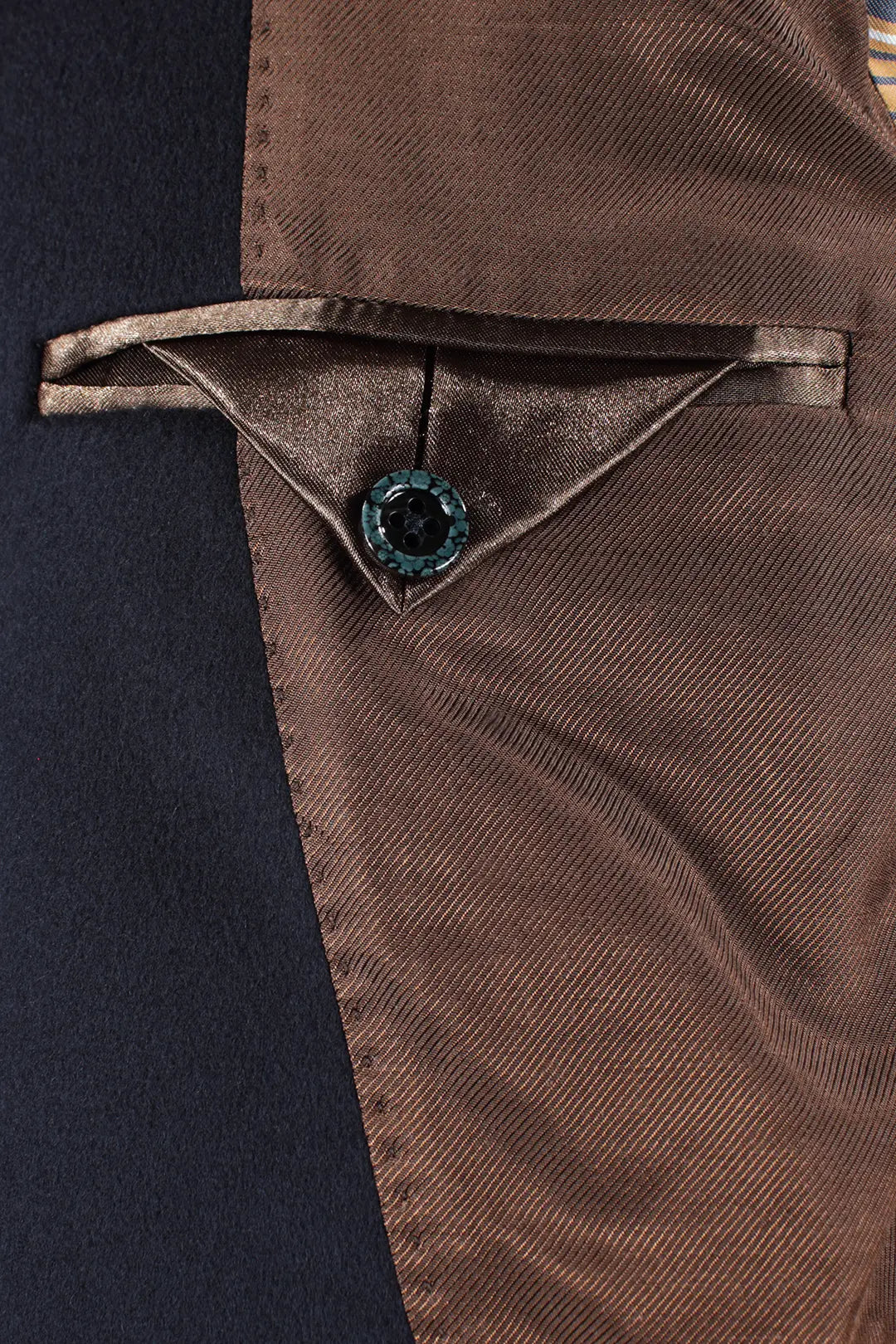 Cappotto spolverino in pura lana blu notte taschino