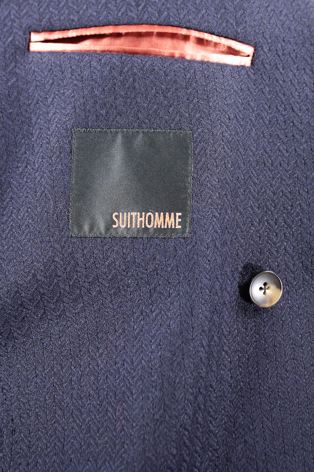 Giacca doppiopetto in cotone blu spigato brand