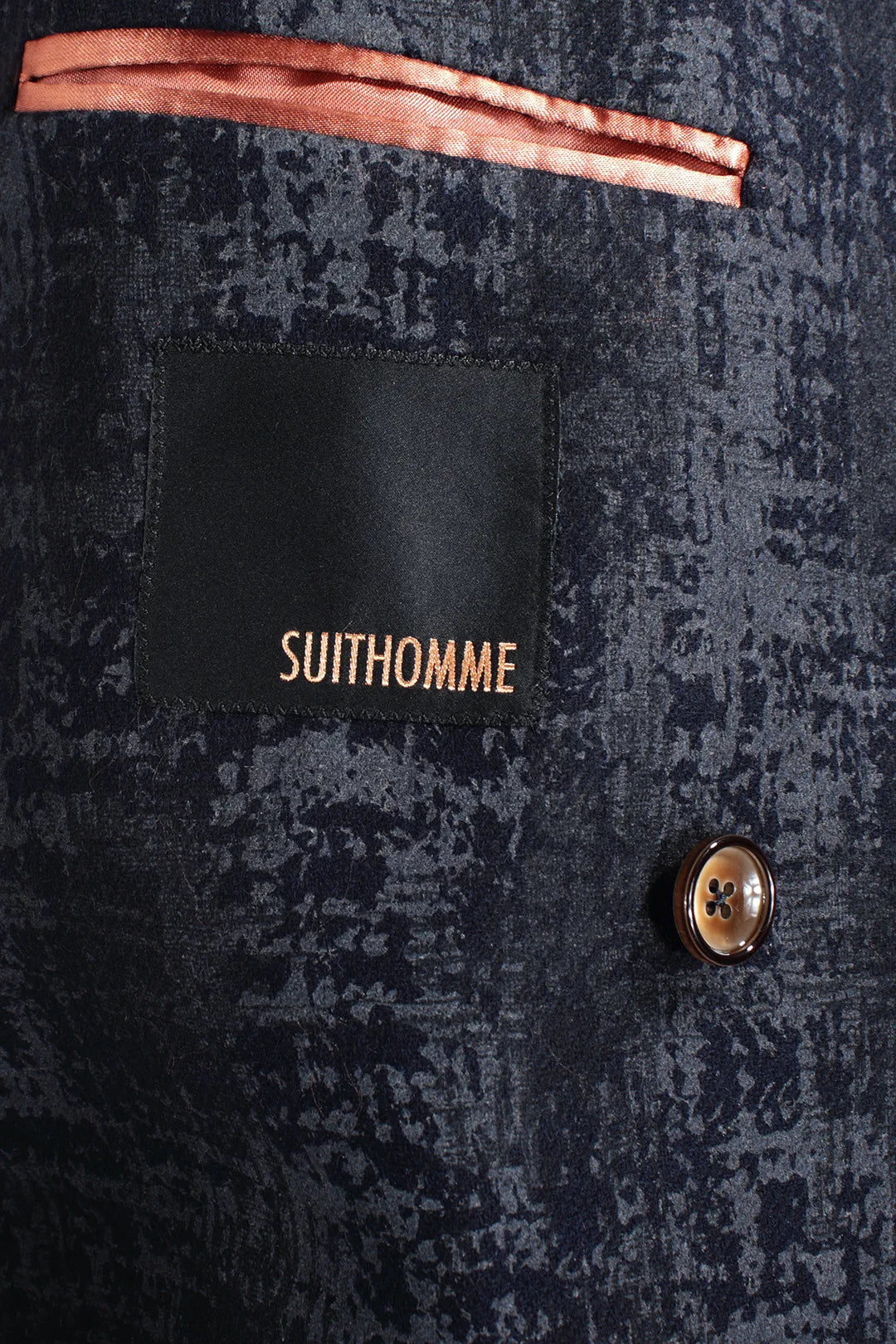 Giacca doppiopetto in lana camouflage blu brand
